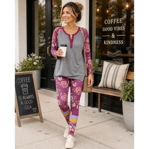 Matilda Jane Womens Outfit Set M Top L Leggings Floral Boho Lounge